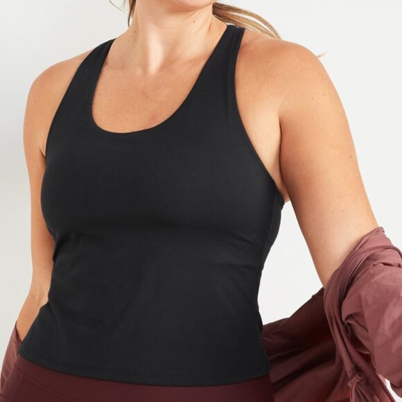 Old Navy Active PowerSoft Racerback Crop Tank Black XS - Picture 1 of 9